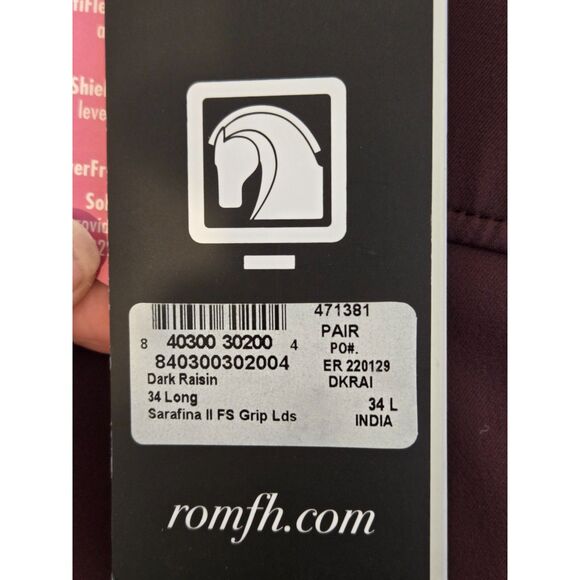 Romfh Sarafina II Breeches Full Seat Grip Subtle Bling Upper Mid Rise 34L - Picture 5 of 7